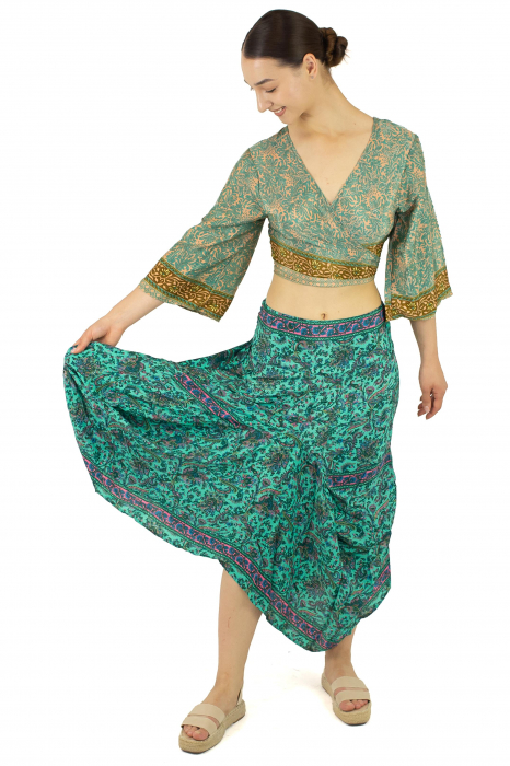 Fusta asimetrica din material fluid cu print floral - Model 7 [5]