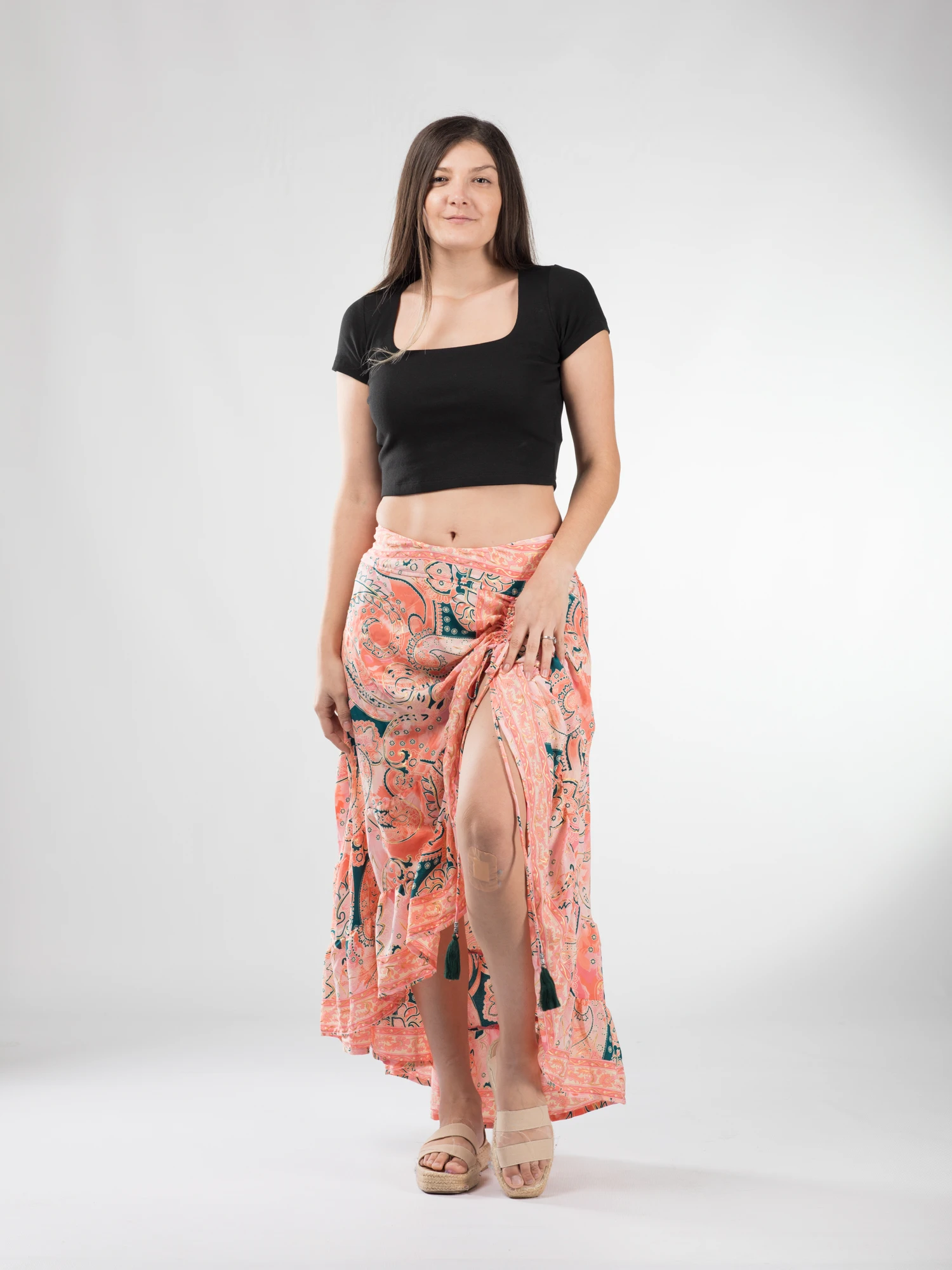 Fustă asimetrică din material fluid, scurtă în față - Model 6 [2]