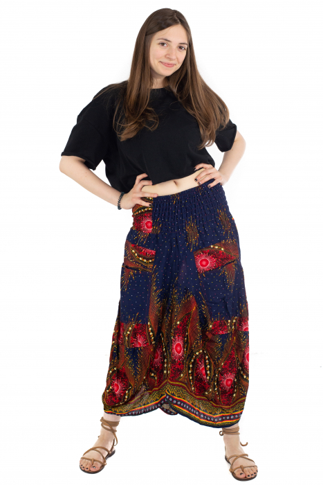 Fusta cu banda elastica si motive tip paun [2]