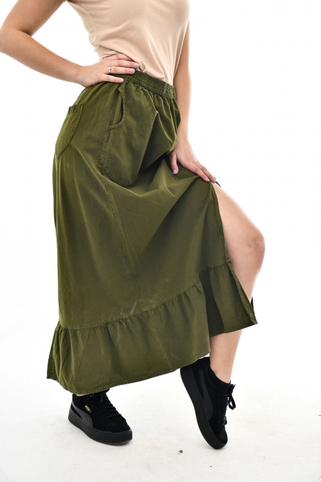 Fusta din bumbac cu 4 buzunare - Khaki [2]