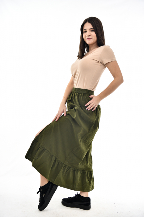Fusta din bumbac cu 4 buzunare - Khaki [5]