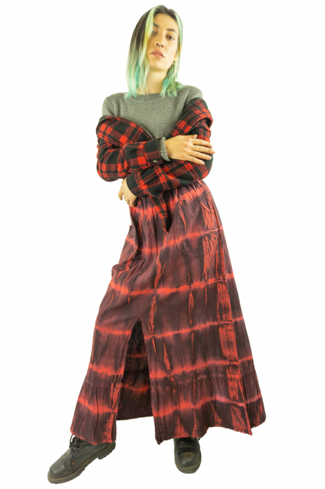 Fusta din bumbac - Tie Dye - Rosu [14]