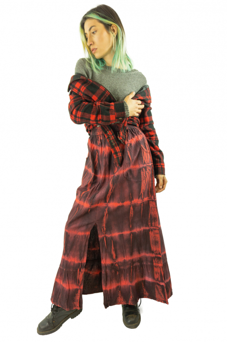 Fusta din bumbac - Tie Dye - Rosu [15]