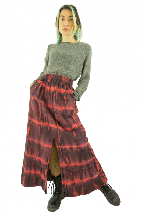 Fusta din bumbac - Tie Dye - Rosu [9]