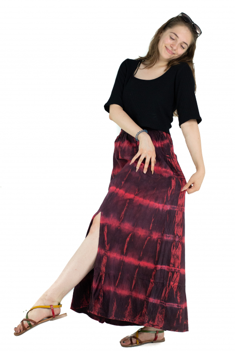 Fusta din bumbac - Tie Dye - Rosu [7]