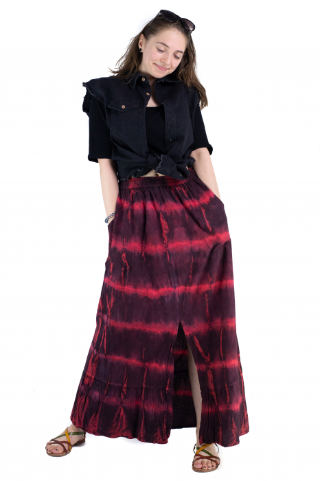 Fusta din bumbac - Tie Dye - Rosu [2]