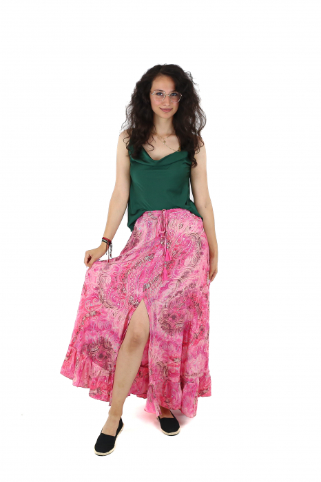 Fusta maxi cu crapatura in fata si snur in talie - Model 1 [3]