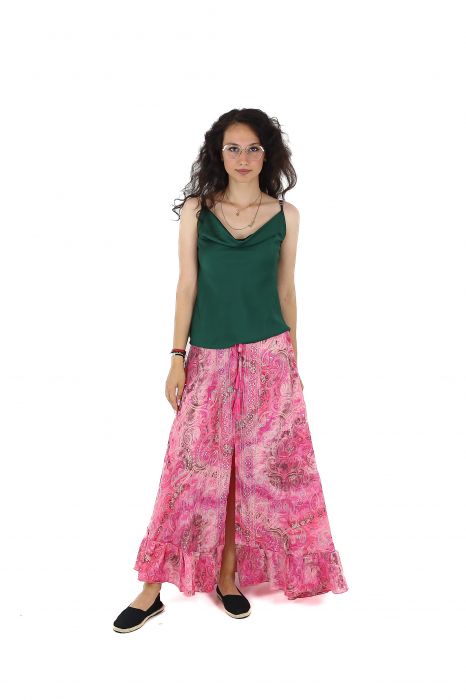 Fusta maxi cu crapatura in fata si snur in talie - Model 1 [2]