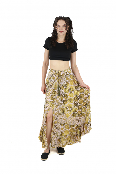 Fusta maxi cu crapatura in fata si snur in talie - Model 2 [3]