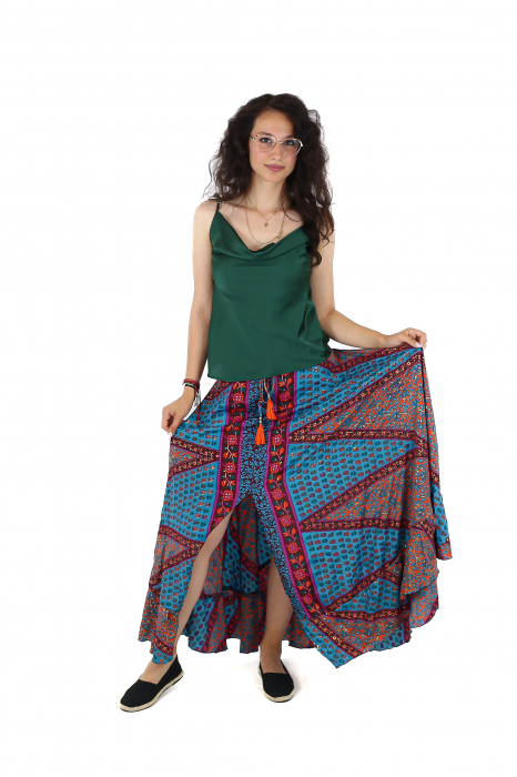 Fusta maxi cu crapatura in fata si snur in talie - Model 6 [5]