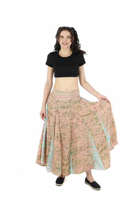 Fusta maxi cu pliuri si print oriental - Model 1 [3]