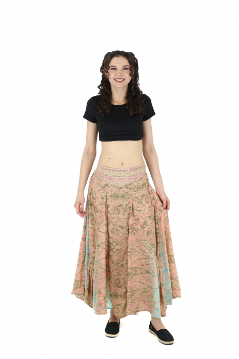 Fusta maxi cu pliuri si print oriental - Model 1 [2]