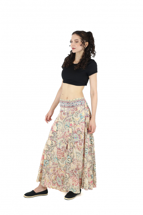 Fusta maxi cu pliuri si print oriental - Model 5 [3]