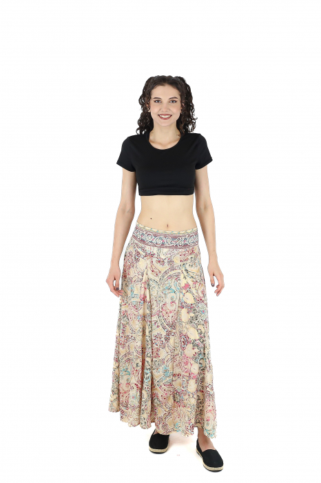 Fusta maxi cu pliuri si print oriental - Model 5 [5]