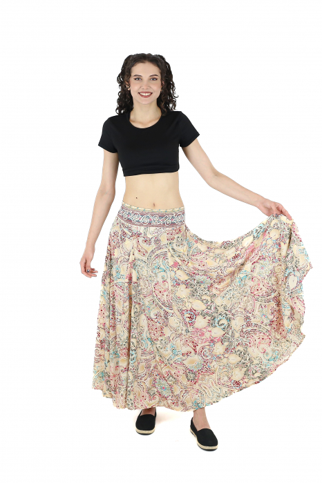 Fusta maxi cu pliuri si print oriental - Model 5 [2]