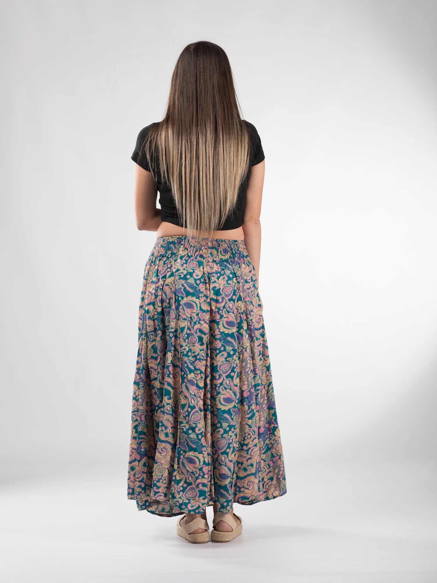 Fustă maxi cu pliuri și print oriental - Model 6 [5]