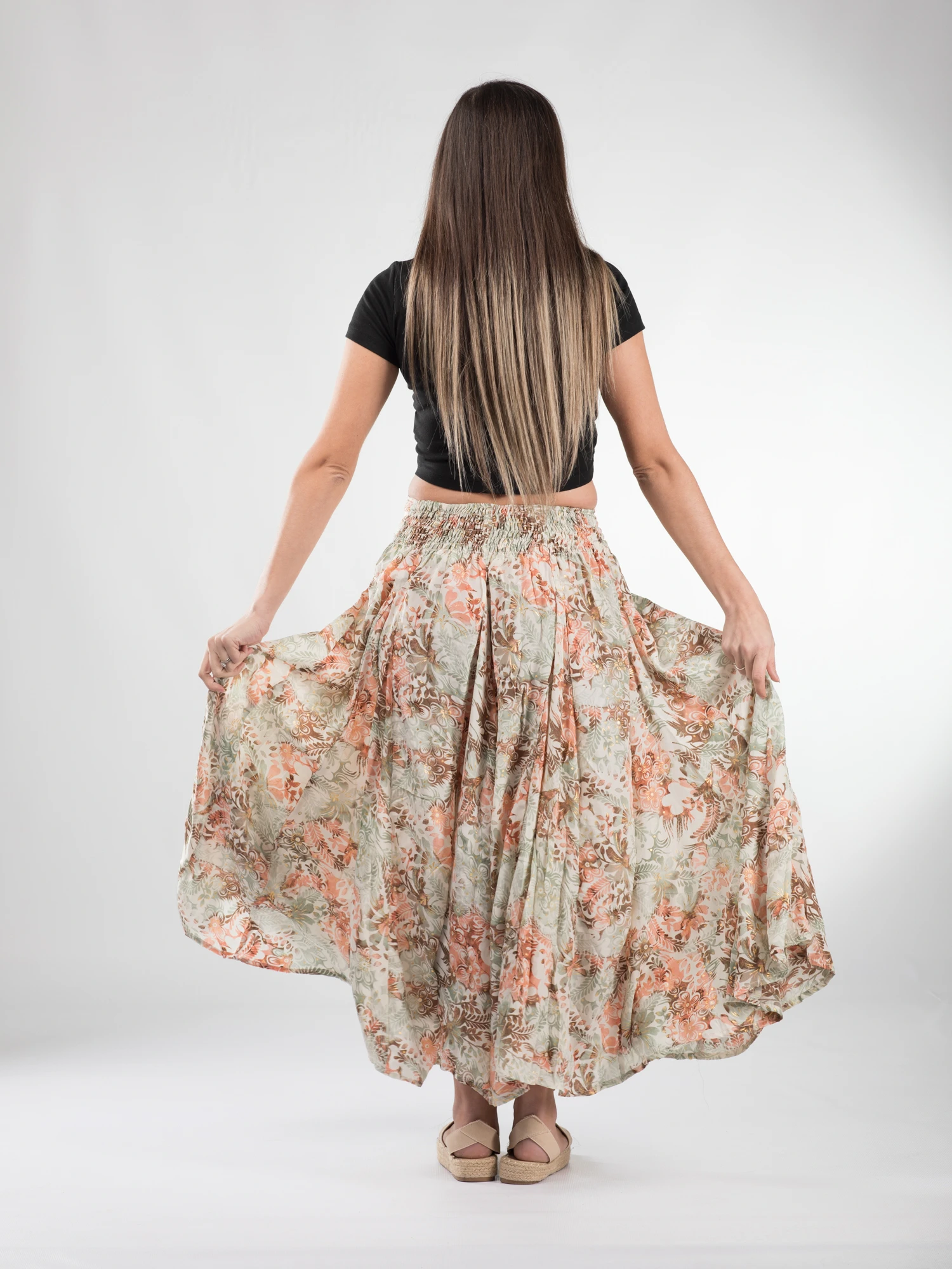Fustă maxi cu pliuri și print oriental - Model 7 [6]