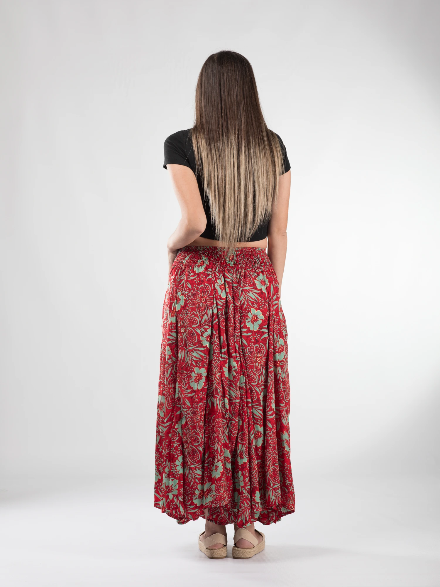 Fustă maxi cu pliuri și print oriental - Model 8 [4]