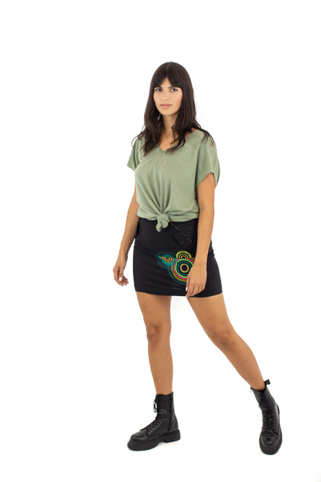 Fusta medie cu print geometric - Rosu [3]