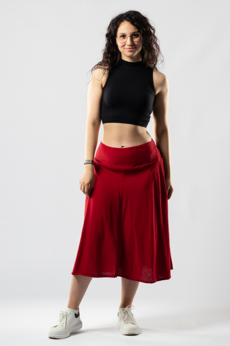 Fusta medie din bumbac cu elastic - Neon [2]