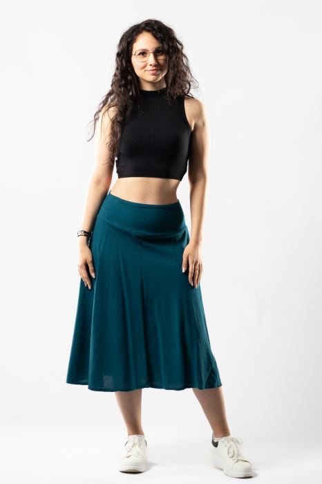 Fusta medie din bumbac cu elastic - Neon [2]