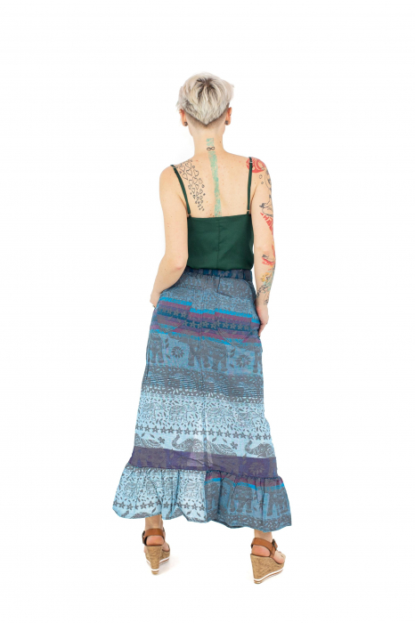 Fusta medie din bumbac cu volanas si crapatura - Elefanti [4]