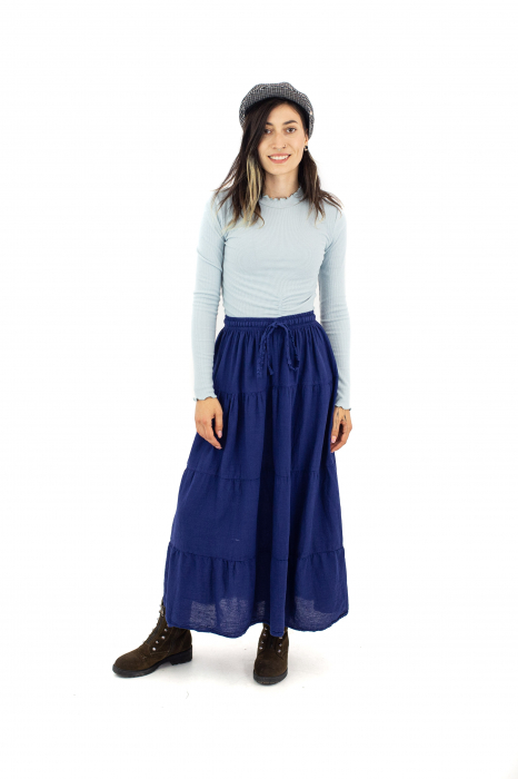 Fusta scurta din bumbac cu volanase - Visiniu [2]