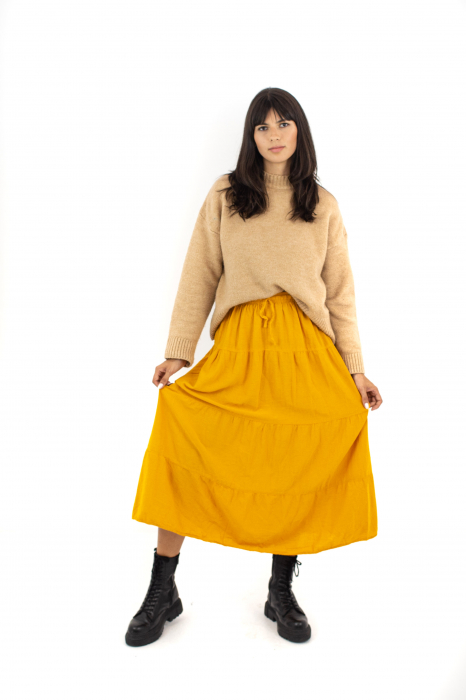 Fusta scurta din bumbac cu volanase - Visiniu [2]