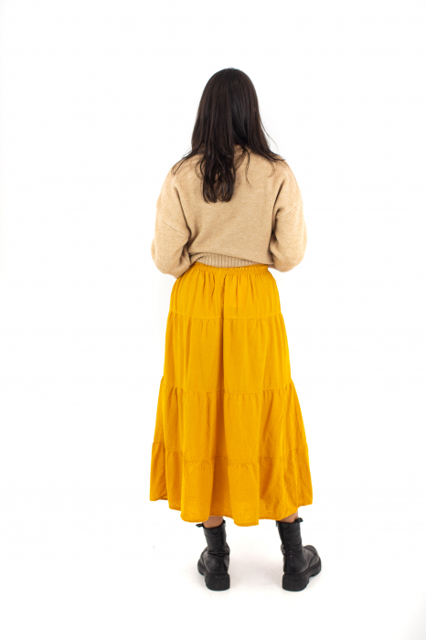 Fusta scurta din bumbac cu volanase - Visiniu [4]