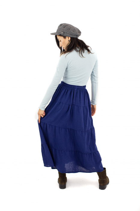 Fusta scurta din bumbac cu volanase - Visiniu [4]