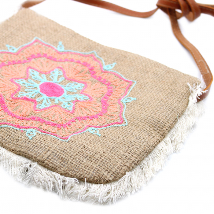 Geantă de umăr cu franjuri și broderie - Mandala [3]