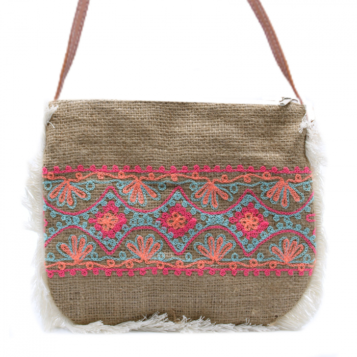 Geantă de umăr cu franjuri și broderie - Summer Vibe [2]