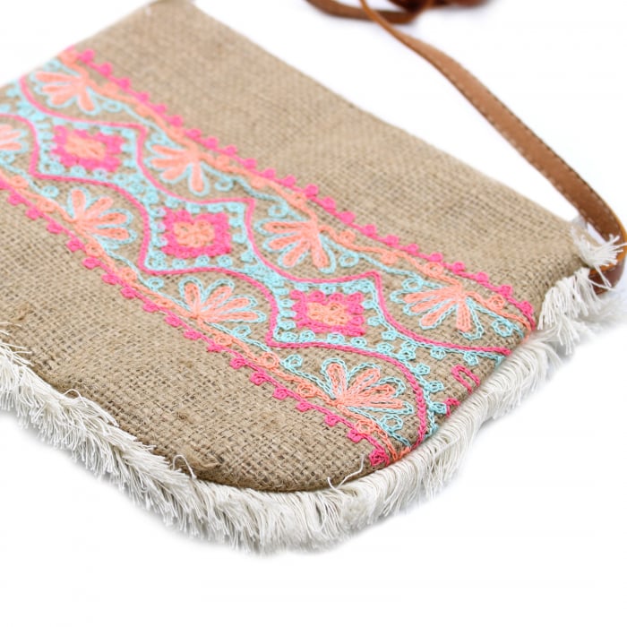 Geantă de umăr cu franjuri și broderie - Summer Vibe [1]