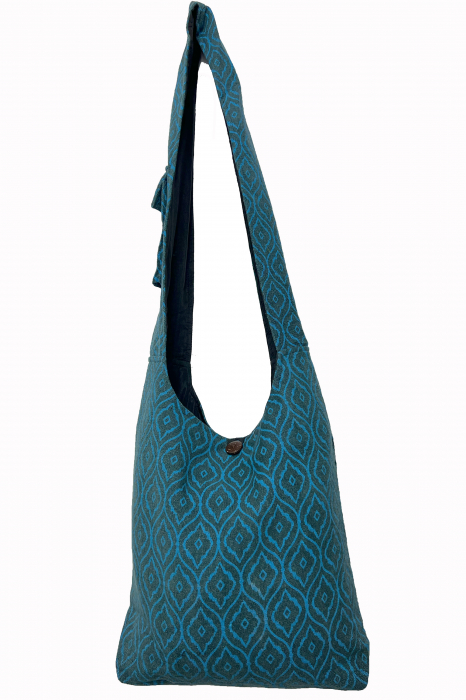 Geanta de umar cu print all over abstarct - Teal [2]