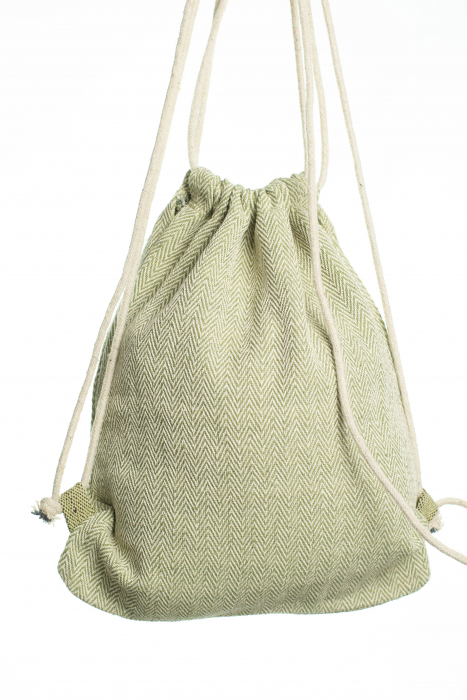 Geanta tip rucsac din canepa si bumbac - Verde [4]
