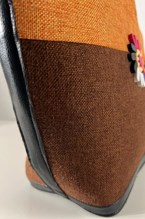 Geantă Tote -Piesă Unicat- din Sisal cu Mânere din Lemn – Eleganță Africană Autentică | Orange-Maro [4]