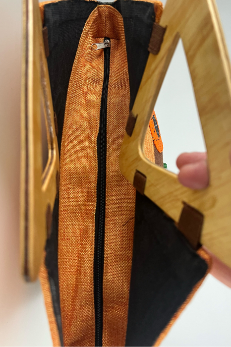 Geantă Tote -Piesă Unicat- din Sisal cu Mânere din Lemn – Eleganță Africană Autentică | Orange-Maro [9]