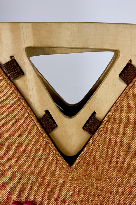 Geantă Tote -Piesă Unicat- din Sisal cu Mânere din Lemn – Eleganță Africană Autentică | Orange-Maro [7]