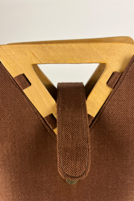 Geantă Tote Trapez  - Piesă Unicat - din Sisal cu Mânere Triunghiulare din Lemn – Artizanat African Elegant | Maro [4]
