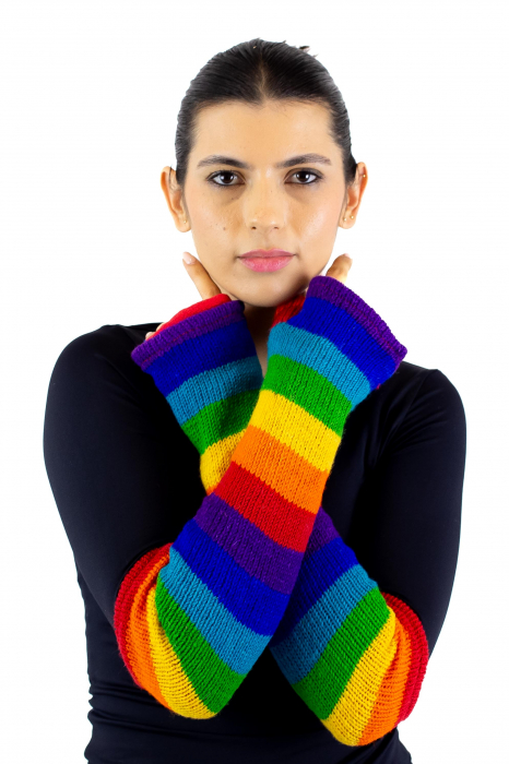 Hand warmers lungi din lana captusite cu polar - Rainbow [2]