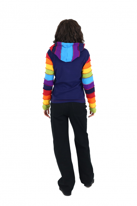 Hanorac albastru din bumbac - Buzunare rainbow [2]