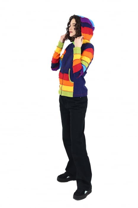 Hanorac albastru din bumbac - Buzunare rainbow [5]