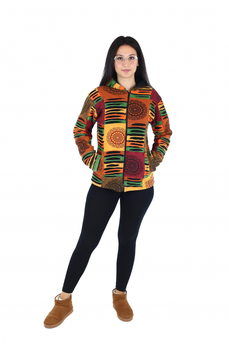 Hanorac cambrat razor cut captusit cu polar - Print Mandala [2]