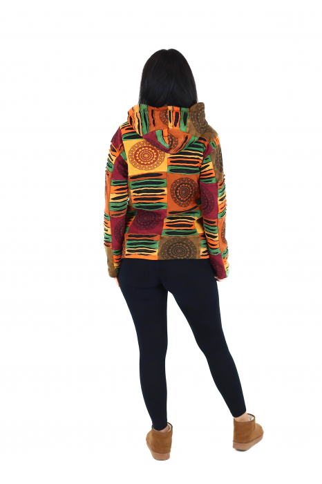 Hanorac cambrat razor cut captusit cu polar - Print Mandala [5]