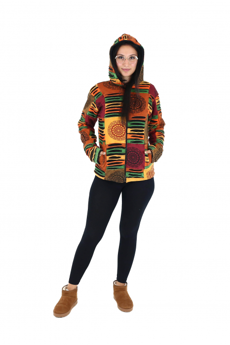 Hanorac cambrat razor cut captusit cu polar - Print Mandala [3]