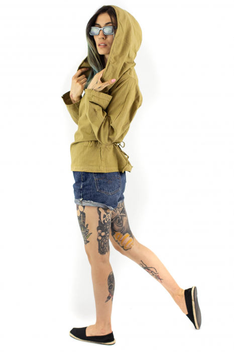 Hanorac cu gluga intr-o culoare - Bej [5]