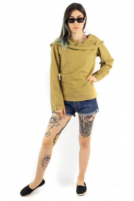 Hanorac cu gluga intr-o culoare - Bej [2]