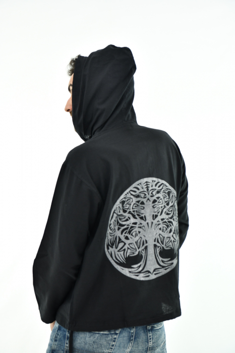 Hanorac cu nasturi din lemn - Tree Of Life - Negru [7]