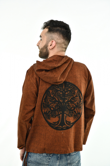 Hanorac cu nasturi din lemn - Tree Of Life - Negru [4]