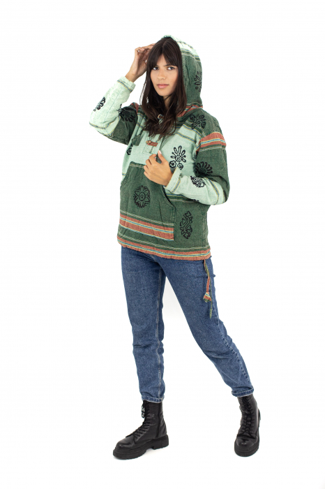 Hanorac cu polar si nasturi din lemn - Mint Green [4]